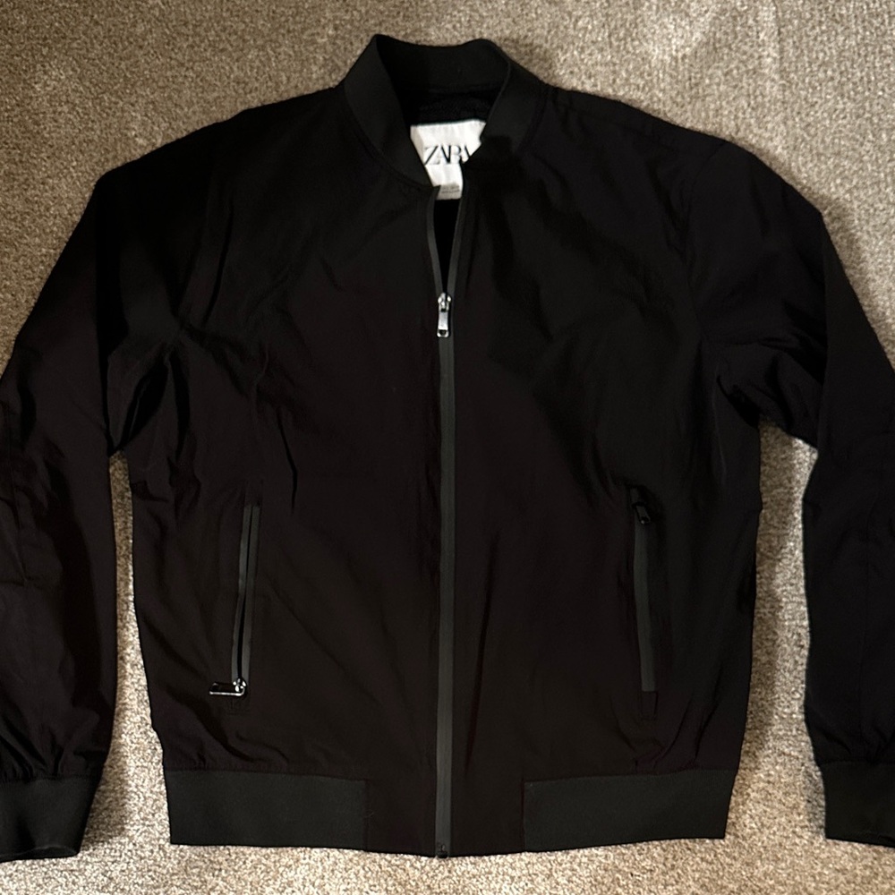 Zara Men's Black Bomber Jacket